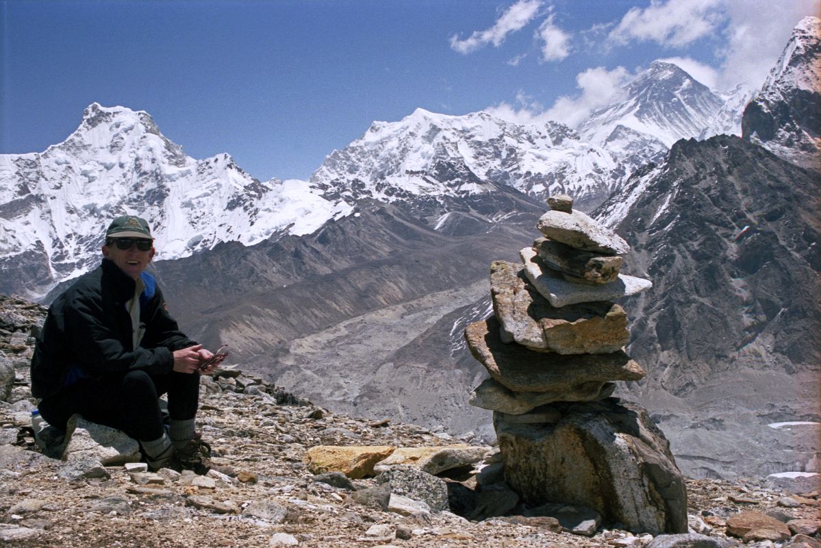 12 Jerome Ryan Having Snack With Everest And Glaciers Below From Nameless Fangs North Of Gokyo